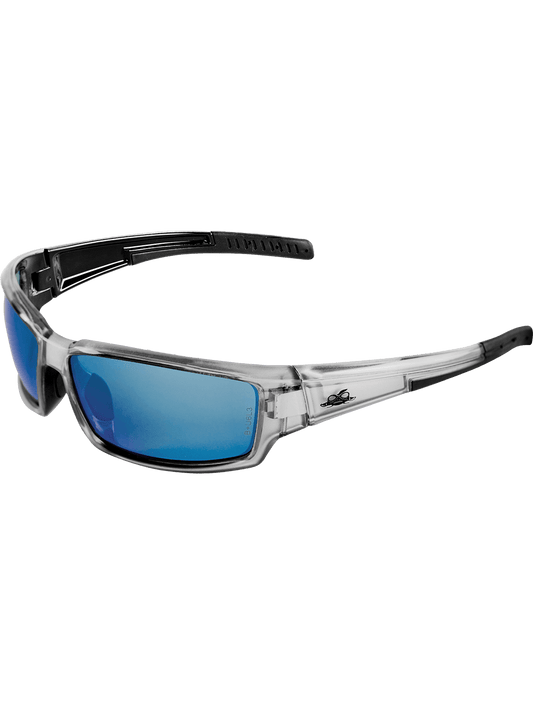 Maki® Blue Mirror Polarized Lens, Silver Inlay Frame Safety Glasses - BH14209