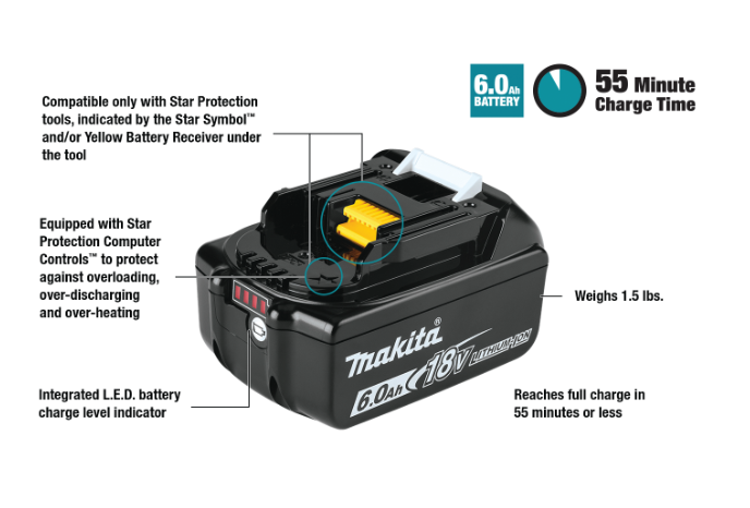18V LXT® Lithium‑Ion 6.0Ah Battery