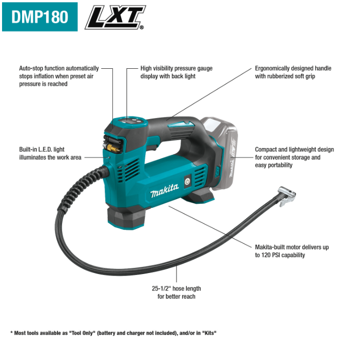 18V LXT® Lithium‑Ion Cordless Inflator, Tool Only